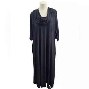NEW Catherines 2X 22/24P Plus Drape‎ Neck Maxi Dress Jersey Knit Stretch black